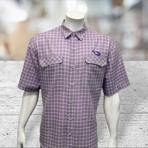 Mojo Sportswear Purple White Short Sleeve Vented Fishing Boating Outdoors Shirt